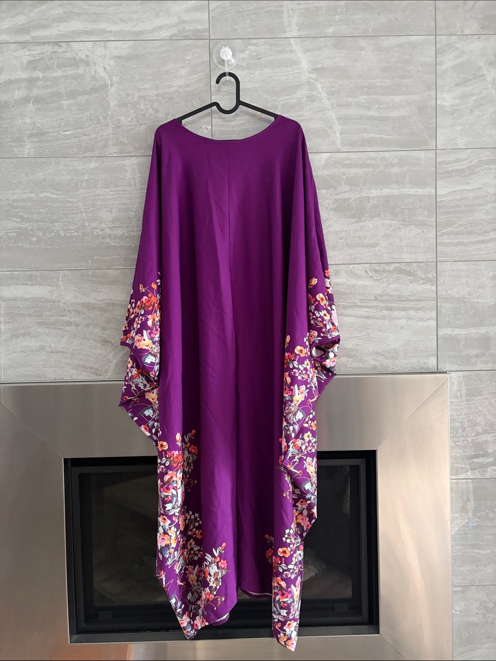 SHEIN Purple Maxi Dress with Floral Border